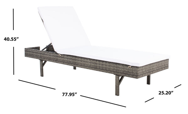 Safavieh CAM Sunlounger - Stylish Adjustable Outdoor Lounger with Premium Cushion for Ultimate Relaxation Grey Brown / White PAT7501C
