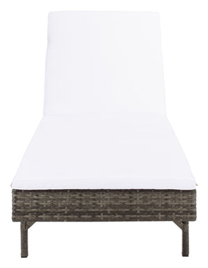 Safavieh CAM Sunlounger - Stylish Adjustable Outdoor Lounger with Premium Cushion for Ultimate Relaxation Grey Brown / White PAT7501C