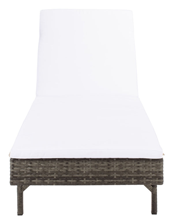 Safavieh CAM Sunlounger - Stylish Adjustable Outdoor Lounger with Premium Cushion for Ultimate Relaxation Grey Brown / White PAT7501C