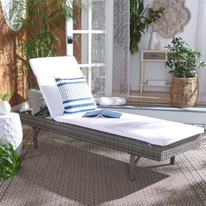 Safavieh CAM Sunlounger - Stylish Adjustable Outdoor Lounger with Premium Cushion for Ultimate Relaxation Grey Brown / White PAT7501C