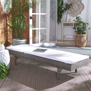 Safavieh CAM Sunlounger - Stylish Adjustable Outdoor Lounger with Premium Cushion for Ultimate Relaxation Grey Brown / White PAT7501C