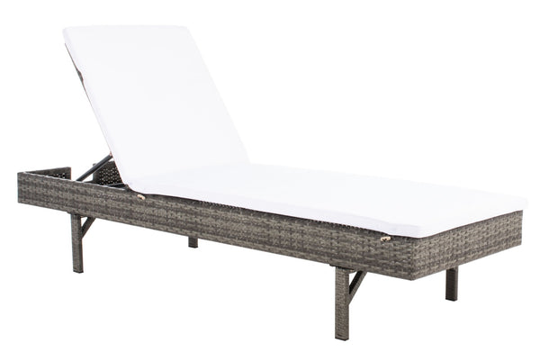 Safavieh CAM Sunlounger - Stylish Adjustable Outdoor Lounger with Premium Cushion for Ultimate Relaxation Grey Brown / White PAT7501C