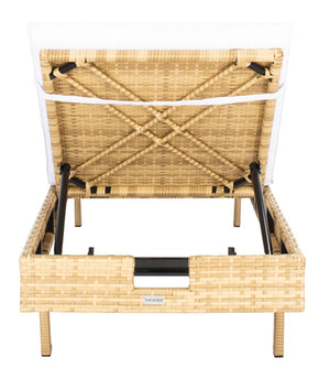 Safavieh CAM Sunlounger - Stylish Adjustable Outdoor Lounger with Premium Cushion for Ultimate Relaxation Natural / White PAT7501D