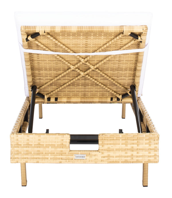 Safavieh CAM Sunlounger - Stylish Adjustable Outdoor Lounger with Premium Cushion for Ultimate Relaxation Natural / White PAT7501D