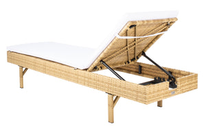 Safavieh CAM Sunlounger - Stylish Adjustable Outdoor Lounger with Premium Cushion for Ultimate Relaxation Natural / White PAT7501D