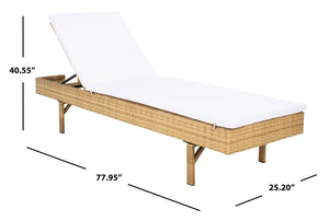 Safavieh CAM Sunlounger - Stylish Adjustable Outdoor Lounger with Premium Cushion for Ultimate Relaxation Natural / White PAT7501D