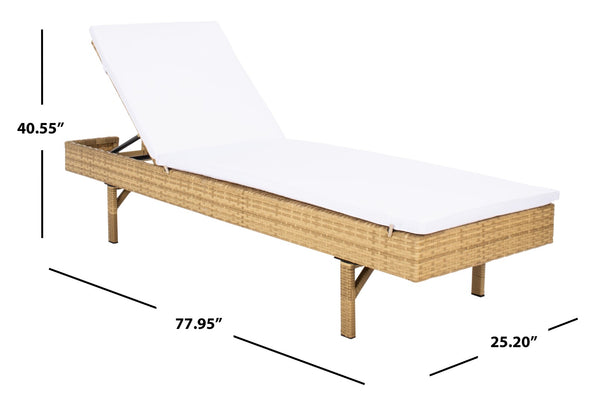Safavieh CAM Sunlounger - Stylish Adjustable Outdoor Lounger with Premium Cushion for Ultimate Relaxation Natural / White PAT7501D