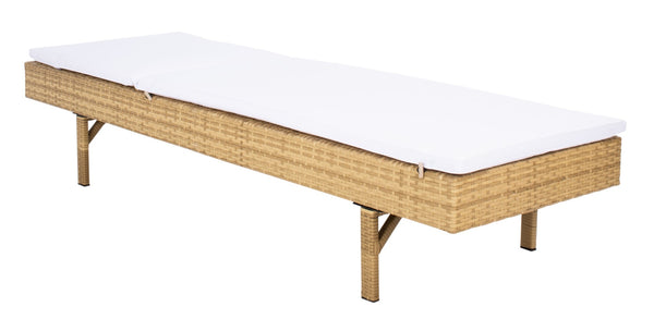 Safavieh CAM Sunlounger - Stylish Adjustable Outdoor Lounger with Premium Cushion for Ultimate Relaxation Natural / White PAT7501D