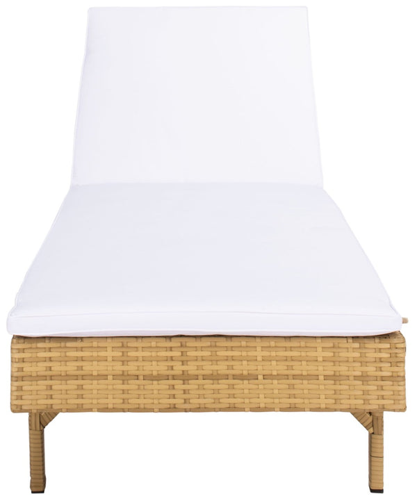 Safavieh CAM Sunlounger - Stylish Adjustable Outdoor Lounger with Premium Cushion for Ultimate Relaxation Natural / White PAT7501D