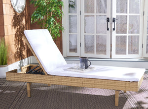 Safavieh CAM Sunlounger - Stylish Adjustable Outdoor Lounger with Premium Cushion for Ultimate Relaxation Natural / White PAT7501D