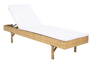 Safavieh CAM Sunlounger - Stylish Adjustable Outdoor Lounger with Premium Cushion for Ultimate Relaxation Natural / White PAT7501D