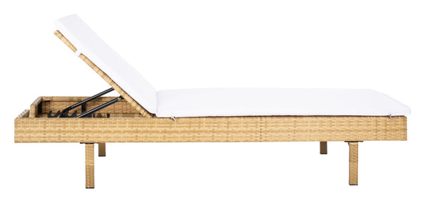 Safavieh CAM Sunlounger - Stylish Adjustable Outdoor Lounger with Premium Cushion for Ultimate Relaxation Natural / White PAT7501D