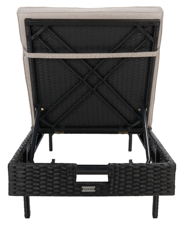 Safavieh CAM Sunlounger - Stylish Adjustable Outdoor Lounger with Premium Cushion for Ultimate Relaxation Black / Light Grey PAT7501E