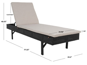 Safavieh CAM Sunlounger - Stylish Adjustable Outdoor Lounger with Premium Cushion for Ultimate Relaxation Black / Light Grey PAT7501E