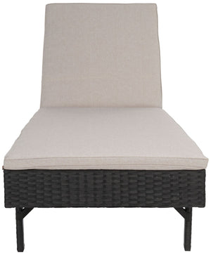 Safavieh CAM Sunlounger - Stylish Adjustable Outdoor Lounger with Premium Cushion for Ultimate Relaxation Black / Light Grey PAT7501E