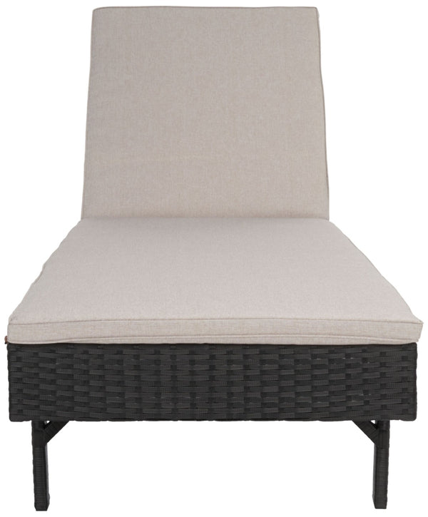 Safavieh CAM Sunlounger - Stylish Adjustable Outdoor Lounger with Premium Cushion for Ultimate Relaxation Black / Light Grey PAT7501E