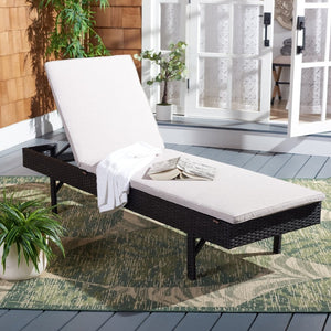 Safavieh CAM Sunlounger - Stylish Adjustable Outdoor Lounger with Premium Cushion for Ultimate Relaxation Black / Light Grey PAT7501E