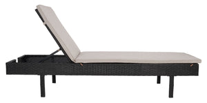 Safavieh CAM Sunlounger - Stylish Adjustable Outdoor Lounger with Premium Cushion for Ultimate Relaxation Black / Light Grey PAT7501E