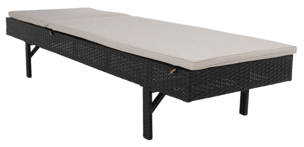 Safavieh CAM Sunlounger - Stylish Adjustable Outdoor Lounger with Premium Cushion for Ultimate Relaxation Black / Light Grey PAT7501E