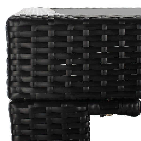 Safavieh HORUS 5PC Outdoor Dining Set with Plush Cushions for Stylish Gatherings and Weather-Resistant Comfort Black / Beige PAT7502A