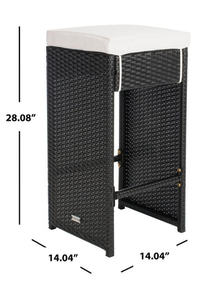 Safavieh HORUS 5PC Outdoor Dining Set with Plush Cushions for Stylish Gatherings and Weather-Resistant Comfort Black / Beige PAT7502A