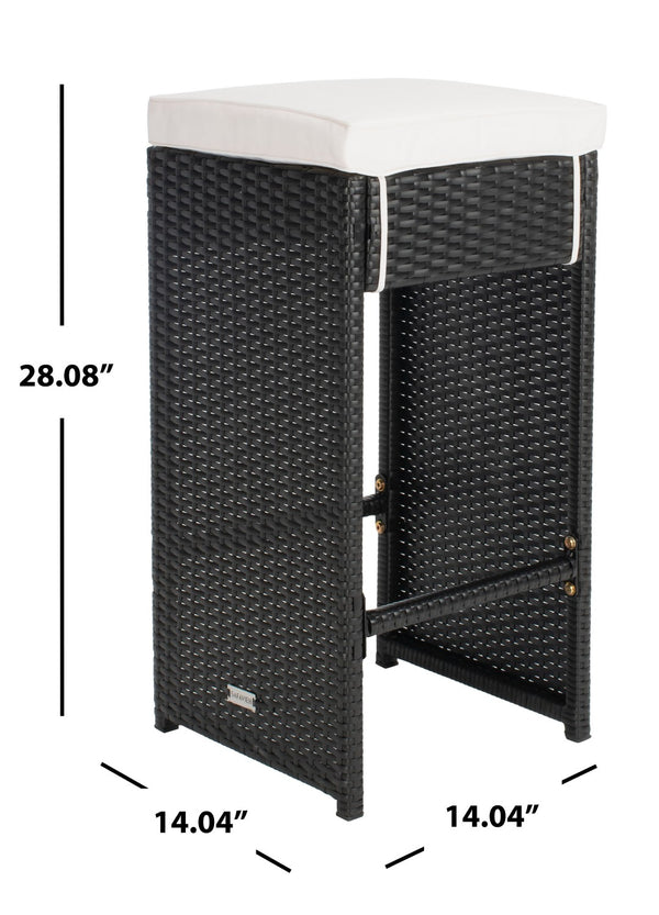 Safavieh HORUS 5PC Outdoor Dining Set with Plush Cushions for Stylish Gatherings and Weather-Resistant Comfort Black / Beige PAT7502A