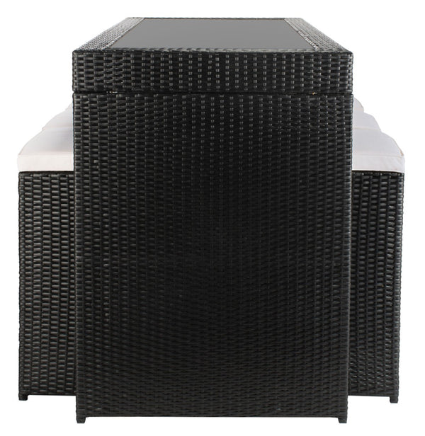 Safavieh HORUS 5PC Outdoor Dining Set with Plush Cushions for Stylish Gatherings and Weather-Resistant Comfort Black / Beige PAT7502A