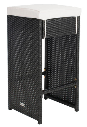 Safavieh HORUS 5PC Outdoor Dining Set with Plush Cushions for Stylish Gatherings and Weather-Resistant Comfort Black / Beige PAT7502A