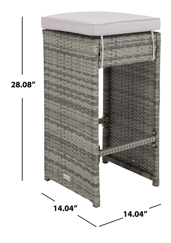 Safavieh HORUS 5PC Outdoor Dining Set with Plush Cushions for Stylish Gatherings and Weather-Resistant Comfort Grey / Grey pat7502B