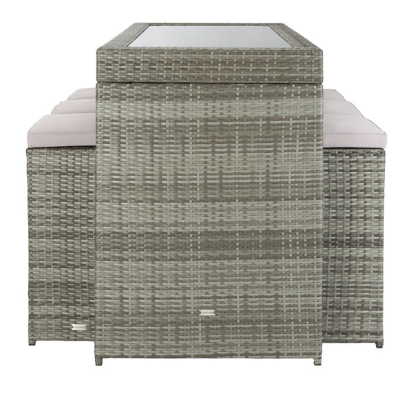 Safavieh HORUS 5PC Outdoor Dining Set with Plush Cushions for Stylish Gatherings and Weather-Resistant Comfort Grey / Grey pat7502B