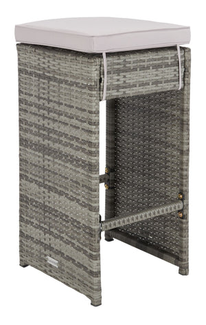 Safavieh HORUS 5PC Outdoor Dining Set with Plush Cushions for Stylish Gatherings and Weather-Resistant Comfort Grey / Grey pat7502B