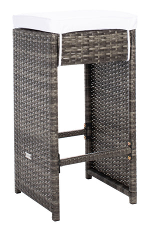 Safavieh HORUS 5PC Outdoor Dining Set with Plush Cushions for Stylish Gatherings and Weather-Resistant Comfort Grey Brown / White PAT7502C