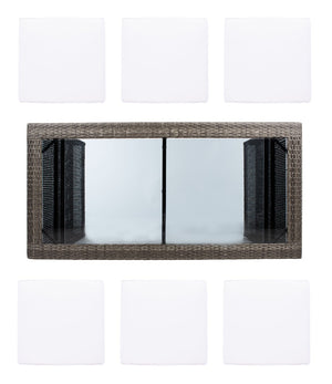 Safavieh HORUS 5PC Outdoor Dining Set with Plush Cushions for Stylish Gatherings and Weather-Resistant Comfort Grey Brown / White PAT7502C