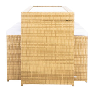 Safavieh HORUS 5PC Outdoor Dining Set with Plush Cushions for Stylish Gatherings and Weather-Resistant Comfort Natural / White PAT7502D