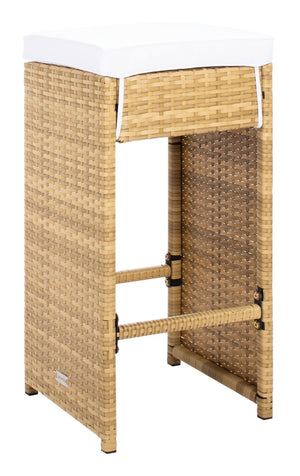 Safavieh HORUS 5PC Outdoor Dining Set with Plush Cushions for Stylish Gatherings and Weather-Resistant Comfort Natural / White PAT7502D