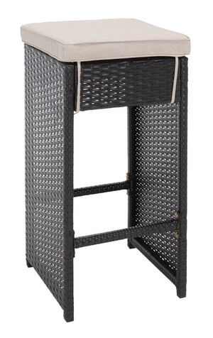 Safavieh HORUS 5PC Outdoor Dining Set with Plush Cushions for Stylish Gatherings and Weather-Resistant Comfort Black / Light Grey PAT7502E