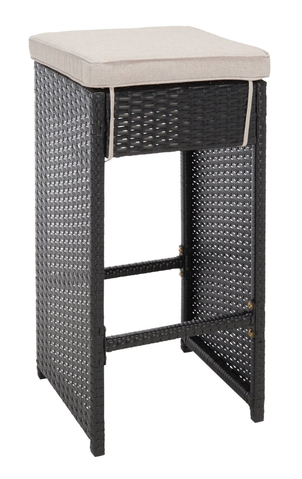 Safavieh HORUS 5PC Outdoor Dining Set with Plush Cushions for Stylish Gatherings and Weather-Resistant Comfort Black / Light Grey PAT7502E