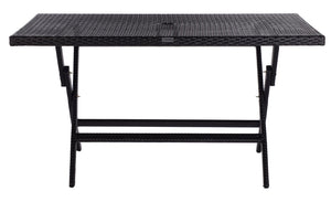 Safavieh AKITA Folding Table – Stylish Outdoor Dining with Umbrella Cutout, Durable Design & Easy Storage Black PAT7503A
