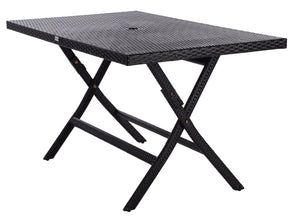 Safavieh AKITA Folding Table – Stylish Outdoor Dining with Umbrella Cutout, Durable Design & Easy Storage Black PAT7503A