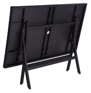 Safavieh AKITA Folding Table – Stylish Outdoor Dining with Umbrella Cutout, Durable Design & Easy Storage Black PAT7503A