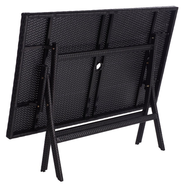 Safavieh AKITA Folding Table – Stylish Outdoor Dining with Umbrella Cutout, Durable Design & Easy Storage Black PAT7503A