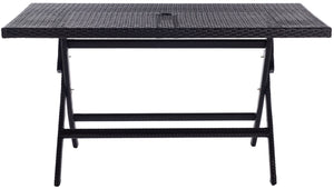 Safavieh AKITA Folding Table – Stylish Outdoor Dining with Umbrella Cutout, Durable Design & Easy Storage Black PAT7503A