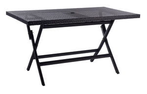 Safavieh AKITA Folding Table – Stylish Outdoor Dining with Umbrella Cutout, Durable Design & Easy Storage Black PAT7503A