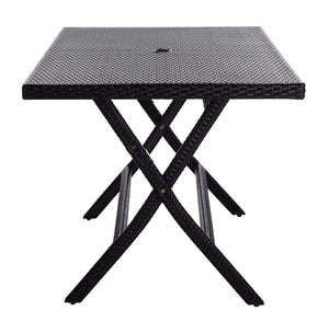 Safavieh AKITA Folding Table – Stylish Outdoor Dining with Umbrella Cutout, Durable Design & Easy Storage Black PAT7503A