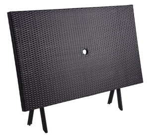 Safavieh AKITA Folding Table – Stylish Outdoor Dining with Umbrella Cutout, Durable Design & Easy Storage Black PAT7503A