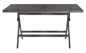 Safavieh AKITA Folding Table – Stylish Outdoor Dining with Umbrella Cutout, Durable Design & Easy Storage Grey PAT7503B
