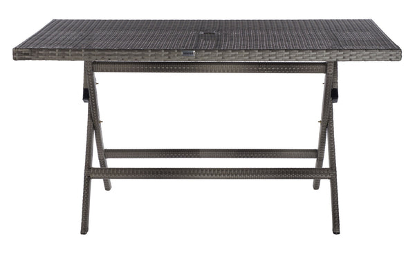 Safavieh AKITA Folding Table – Stylish Outdoor Dining with Umbrella Cutout, Durable Design & Easy Storage Grey PAT7503B