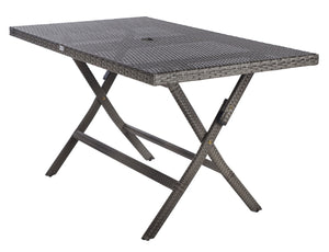 Safavieh AKITA Folding Table – Stylish Outdoor Dining with Umbrella Cutout, Durable Design & Easy Storage Grey PAT7503B