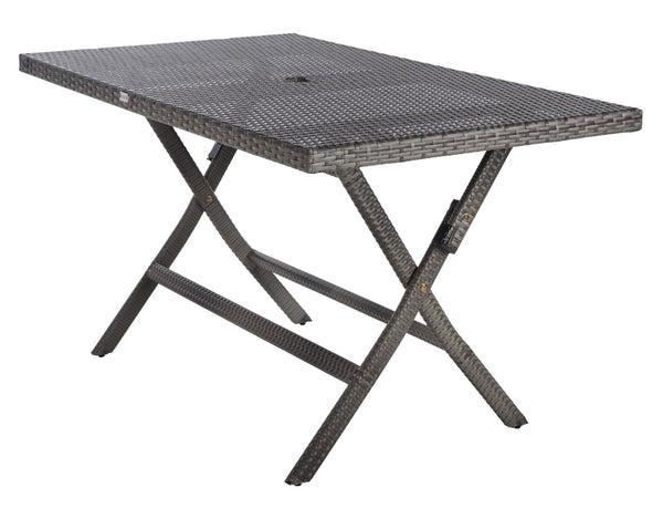 Safavieh AKITA Folding Table – Stylish Outdoor Dining with Umbrella Cutout, Durable Design & Easy Storage Grey PAT7503B
