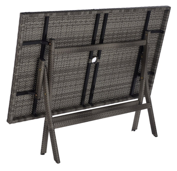 Safavieh AKITA Folding Table – Stylish Outdoor Dining with Umbrella Cutout, Durable Design & Easy Storage Grey PAT7503B